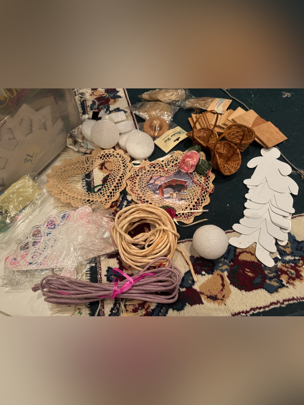 Craft Supply Lot - Neutral and Pink Decorative Accents